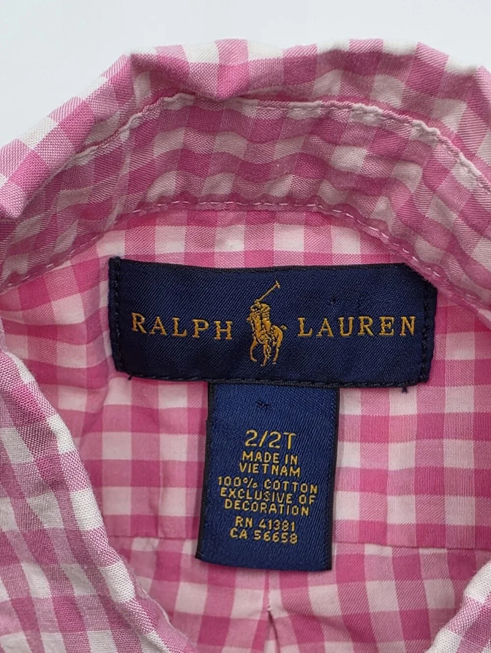 Ralph Lauren boys' pink gingham short-sleeved button down shirt size 2T